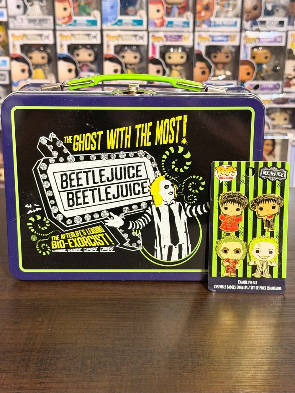 Beetlejuice Lunchbox & Funko Pins